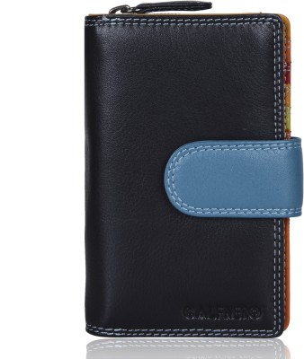 Calfnero Women Black Genuine Leather Wallet(15 Card Slots)