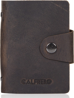 

Calfnero Men Brown Genuine Leather Card Holder(16 Card Slots), Dark browm