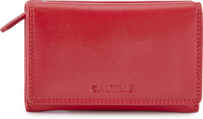 

Calfnero Women Red Genuine Leather Wallet(13 Card Slots)