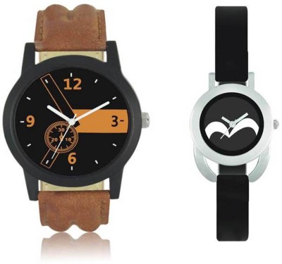 FASHION POOL LOREM & VALENTINE MOST ULTIMATE & PERFECT COUPLE COMBO OF BLACK & ORANGE COLOR WATCH COMBO WITH FULL BLACK & WHITE MULTI COLOR WATCH WITH LEATHER BELT & RUBBER BELT TRENDY & COOL COMBO FOR PROFESSIONAL & PARTY WEAR WATCH FOR FESTIVAL & FORMAL WEAR COLLECTION Watch  - For Boys & Girls   Watches  (FASHION POOL)