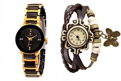 GOOD FRIENDS NEW LATEST COMBO iik women gold black and brown dori BEST DEAL AND FAST SELLING Watch  - For Girls   Watches  (Good Friends)