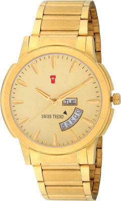 Swiss Trend ST2286 Classy Golden Day And Date Watch  - For Men   Watches  (Swiss Trend)