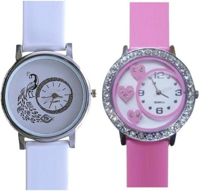 Ismart Glory White Print Peacock and Pink Heart Combo for women watch Watch  - For Girls   Watches  (Ismart)