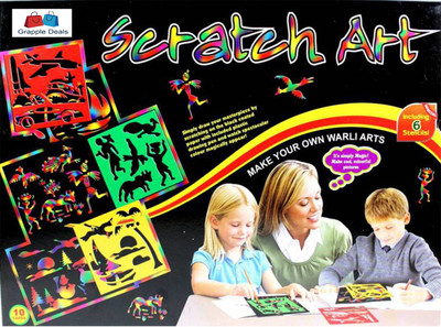 

GRAPPLE DEALS Scratching Art Make Your Own Warli Art Including 6 Stencils For Kids.