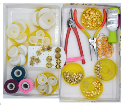 ecaart Silk Thread Jhumkas Making Kit Full Kit with cutter/plier
