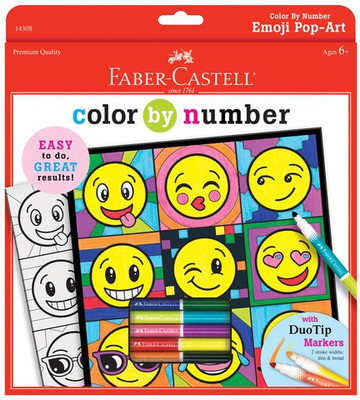 FABER-CASTELL Color By Number Emoji Pop-Art (Duotip Markers)