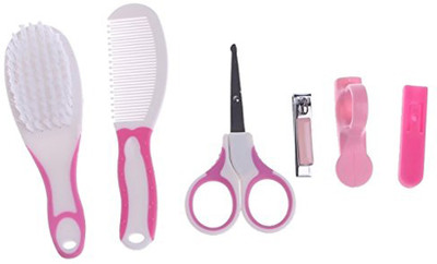 

SYGA Premium Quality 6 Pcs Health Care Kit for Newborn Baby Kids Nail Hair Thermometer Grooming Brush - Pink(Pink)