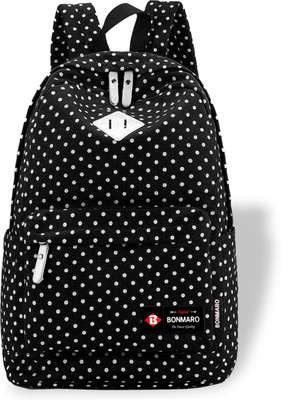 

Bonmaro Polka Dots Black 25 L Backpack(Black), #000000