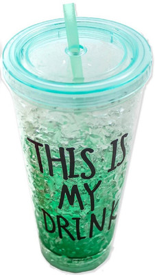

DINAARKAN FROSTY GREEN TRANSPARENT GLASS WITH STRAW 450 ml 450 ml Sipper(Pack of 1, Green)