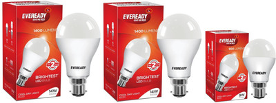 Eveready 14 W, 14 W, 9 W Standard B22 D LED Bulb(White, Pack of 3)
