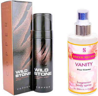 

Wild Stone COPPER 120 ML with SHEER SECRET VANITY WOMEN BODY MIST 200 ML(Set of 2)