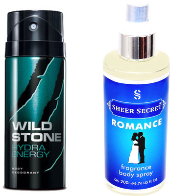 

Wild Stone HYDRA 150 ML with SHEER SECRET ROMANCE BODY MIST 200 ML(Set of 2)