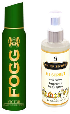 

Fogg VICTOR 150 ML with HI STREET WOMEN BODY MIST 200 ML(Set of 2)