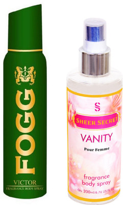 Fogg VICTOR 150 ML with VANITY WOMEN BODY MIST 200 ML(Set of 2)