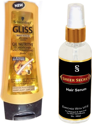 

Schwarzkopf OIL NUTRITIVE CONDITIONER 200ML with SHEER SECRET SERUM 100ML(Set of 2)