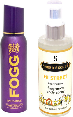 

Fogg PARADISE 150 ML with HI STREET WOMEN BODY MIST 200 ML(Set of 2)