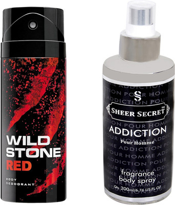 

Wild Stone RED 150 ML with SHEER SECRET ADDICTION MEN BODY MIST 200 ML(Set of 2)