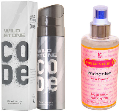 

Wild Stone CODE PLATINUM 120 ML with SHEER SECRET ENCHANTED WOMEN BODY MIST 200 ML(Set of 2)