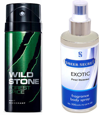 

Wild Stone FOREST 150 ML with SHEER SECRET EXOTIC MEN BODY MIST 200 ML(Set of 2)