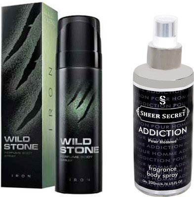 

Wild Stone IRON 120 ML with SHEER SECRET ADDICTION MEN BODY MIST 200 ML(Set of 2)