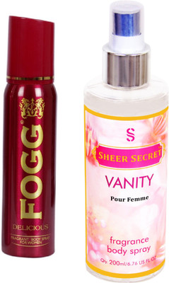 

Fogg DELICIOUS 150 ML with VANITY WOMEN BODY MIST 200 ML(Set of 2)
