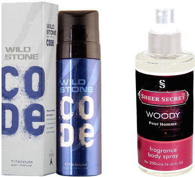 

Wild Stone CODE TITANIUM 120 ML with SHEER SECRET WOODY MEN BODY MIST 200 ML(Set of 2)