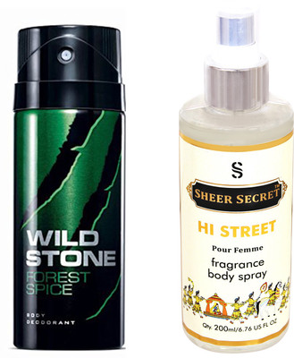 

Wild Stone FOREST 150 ML with SHEER SECRET HI STREET WOMEN BODY MIST 200 ML(Set of 2)