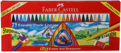 

Faber-Castell 25 Erasable Plastic Crayons (110mm)(Assorted)