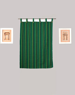 Tidy 150 cm (5 ft) Cotton Window Curtain Single Curtain(Striped, Green)