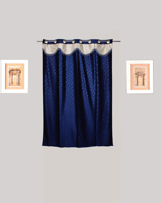 Tidy 150 cm (5 ft) Polyester Window Curtain Single Curtain(Geometric, Blue)
