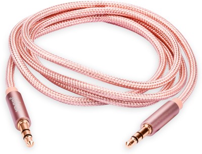 JABOX AUX Cable 1 m Nylon Premium Gold Plated(Compatible with Mobile, Laptop, Tablet, Mp3, Gaming Device, Pink, One Cable)