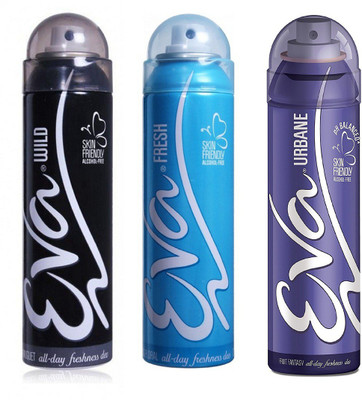 

EVA Wild, Fresh & Urbane Deodorant Spray Combo Pack of 3 (125ML each) Deodorant Spray - For Women(375 ml, Pack of 3)