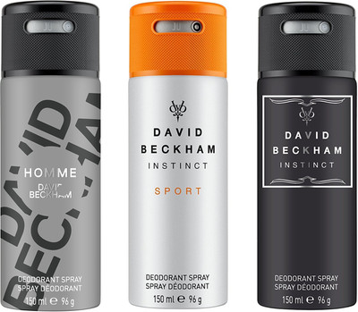 

David Beckham Instinct Sport & Instinct & Homme Deodorant Spray - For Men(450 ml, Pack of 3)