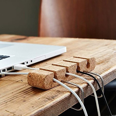 

Evana 4 Compartments Wooden & Steel Cable_Collector(Brown)