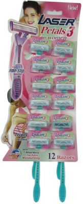 

Laser Petals 3 Triple Blade Disposable Razor for Women (Pack of 12 Razors) Disposable Razor(Pack of 1)