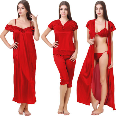 Bombshell Women Robe and Lingerie Set(Red)