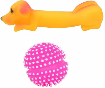 

SRI Imported High Quality Squeaky Vinyl Chew latex Cute Dog With Pink Ball For Small Dog/Puppy Plastic Squeaky Toy For Dog