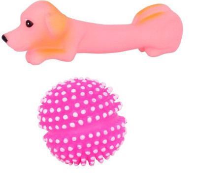 

SRI Squeaky Vinyl Chew Latex Cute Dog With Pink Ball For Small Dog/Puppy (Skin + Ball) Plastic Squeaky Toy For Dog