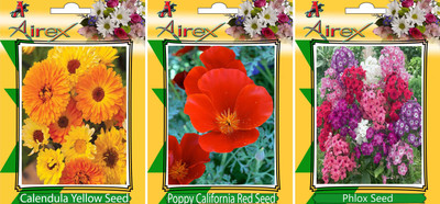 

Airex Calendula Yellow, Poppy California Red and Phlox Flower Seeds (Pack Of 20 Seeds * 3 Per Packet) Seed(20 per packet)