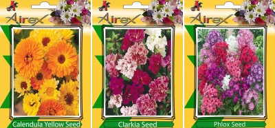 Airex Calendula Yellow, Clarkia and Phlox Flower Seeds (Pack Of 25 Seeds * 3 Per Packet) Seed(25 per packet)