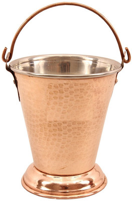 

SAGA Steel Copper Bucket - Vegetable Dish Serving Home Pot 1 L(Copper, Steel), Brown