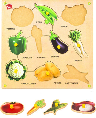 

Toyvala Pinewood Wooden Jigsaw Puzzle Board for Kids - Vegetables - Learning & Educational Gift for Kids(10 Pieces)