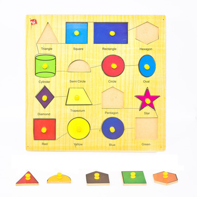 

Toyvala Pinewood Wooden Jigsaw Puzzle Board for Kids - Colour and shape - Learning & Educational Gift for Kids(20 Pieces)