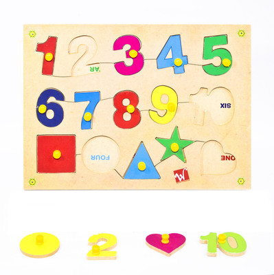

Toyvala Pinewood Wooden Jigsaw Puzzle Board for Kids - Number 1 to 10 with shapes - Learning & Educational Gift for Kids(15 Pieces)