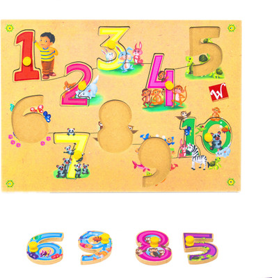 

Toyvala Pinewood Wooden Jigsaw Puzzle Board for Kids - Number (1 to 10) with Pics - Learning & Educational Gift for Kids(10 Pieces)