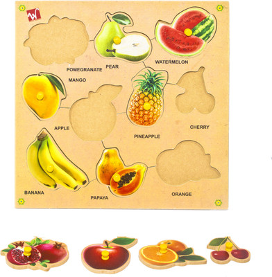 

Toyvala Pinewood Wooden Jigsaw Puzzle Board for Kids - Fruits - Learning & Educational Gift for Kids(10 Pieces)