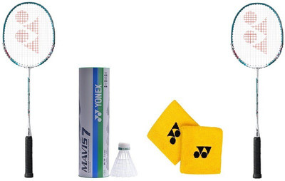 

Yonex Combo Of Five - 'Muscle Power 2' Badminton racket, 'Mavis 7' shuttle Cock,(1/2 dozen) and One Pair of Wrist Band Multicolor Strung Badminton Racquet(G4 - 3.25 Inches, 95 g)