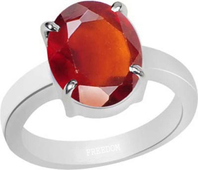 freedom Natural Certified Hessonite (Gomed) Gemstone 7.25 Ratti or 6.60 Carat for Male & Female Sterling Silver Ring