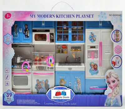 

GRAPPLE DEALS Luxury Battery Operated Super Large Kitchen Size PlaySet with Light and Cooking Sound Toy for Kids Pretend Play.