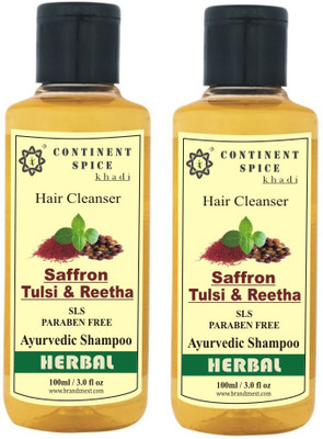 

Continent Spice Khadi Saffron Tulsi & Reetha Shampoo -(SLS-Paraben Free) CS682005(100 ml)